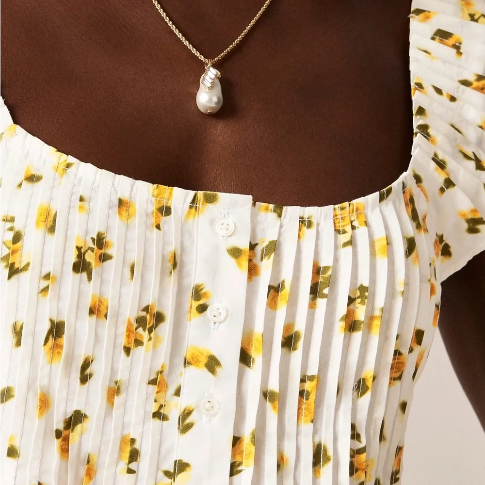 J. Crew White Floral Ruffle-Trim Camisole